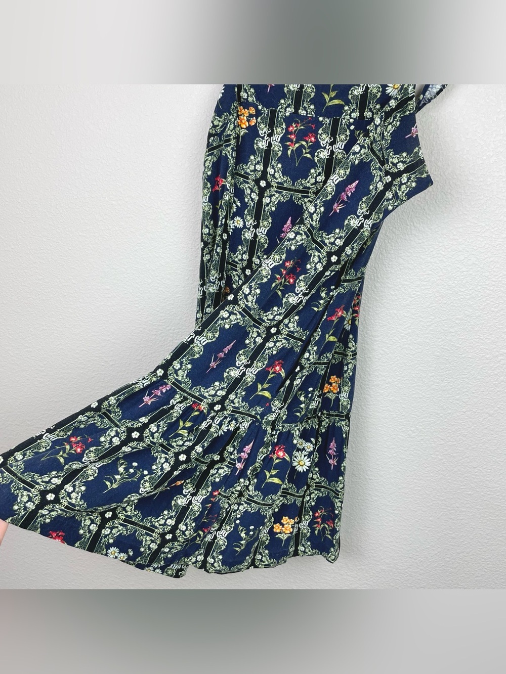 Agua Bendita x Target Women's Large Navy Floral Tile Flutter Sleeve Mini Dress - Picture 8 of 16